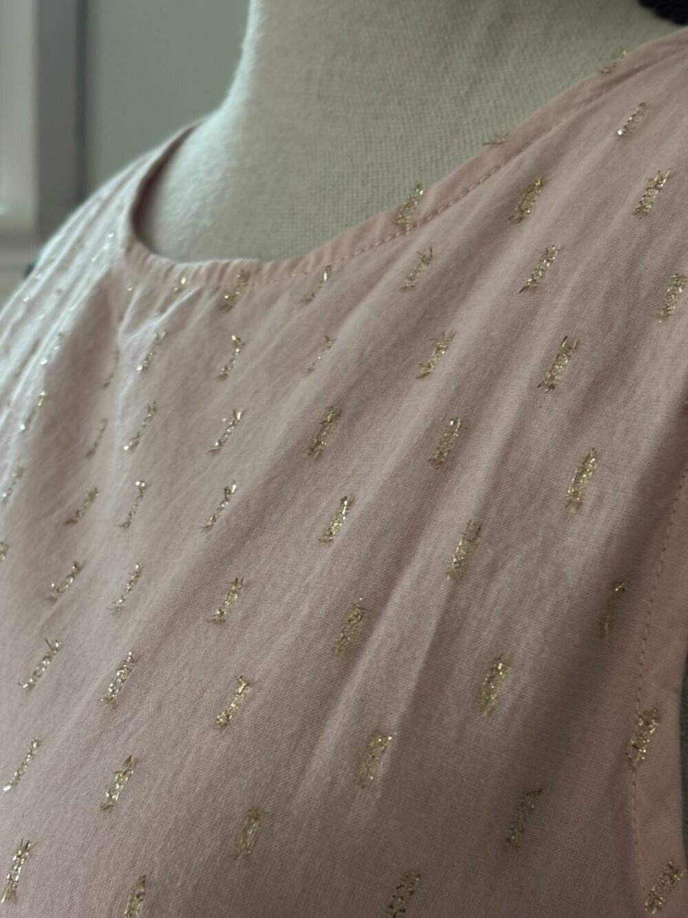 Splendid Collection Blush Metallic Clip Dot Tiered Dress Medium Like New - Picture 2 of 6